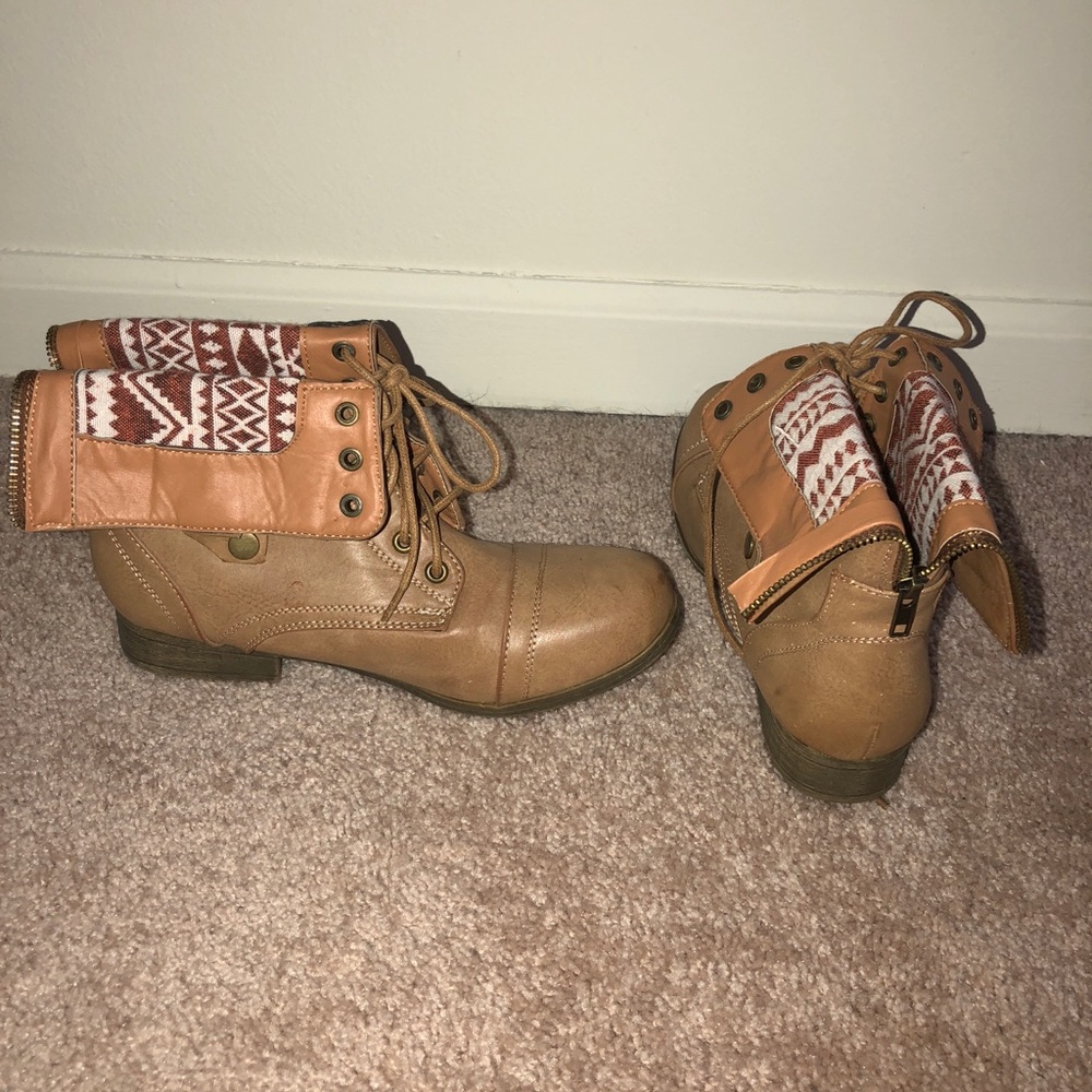 Aztec print faux leather boots